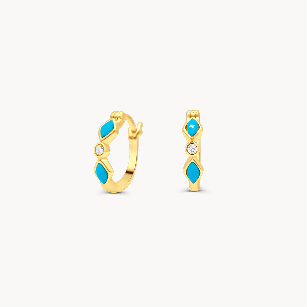 Turquoise Enamel Huggies