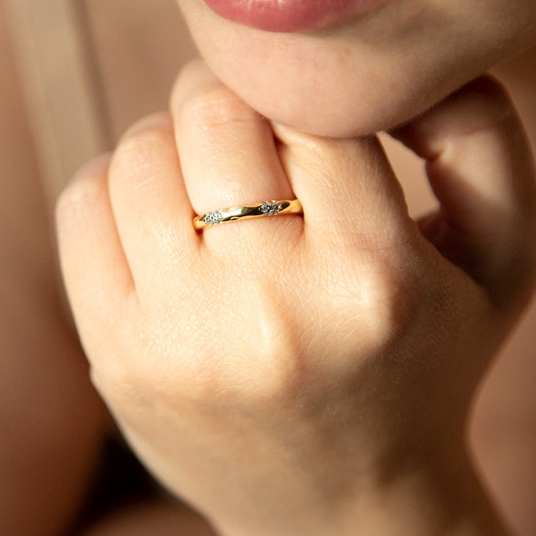 Blue Hammered Ring