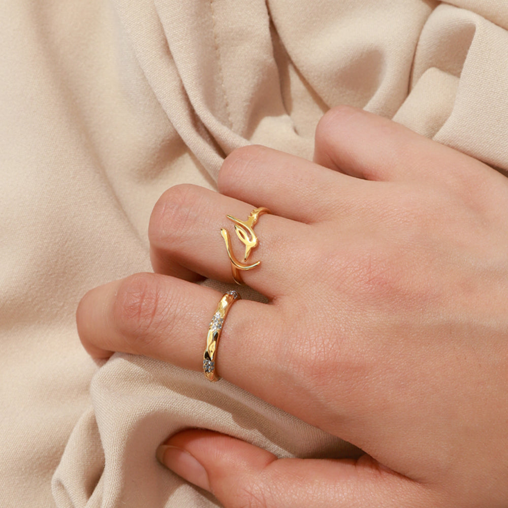 Blue Hammered Ring