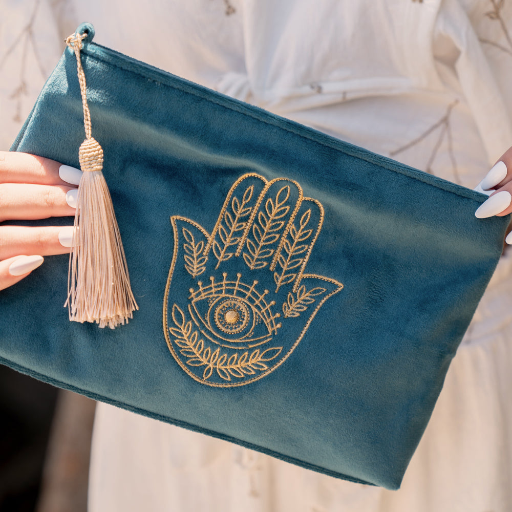 Blue Hamsa Pouch