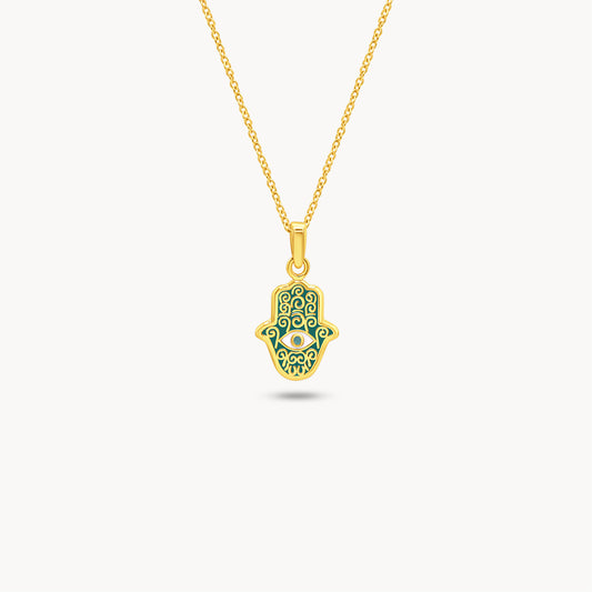 Enamel Hamsa Necklace